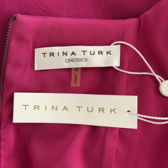 Trina Turk Dress Size 2 Loganberry Bryce Boat Neck Flutter Sleeve Mini - Picture 3 of 12